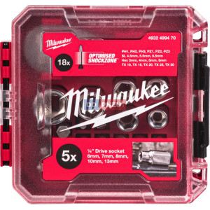 Sada 1/4“ Milwaukee s kompaktnou račňou – 25ks