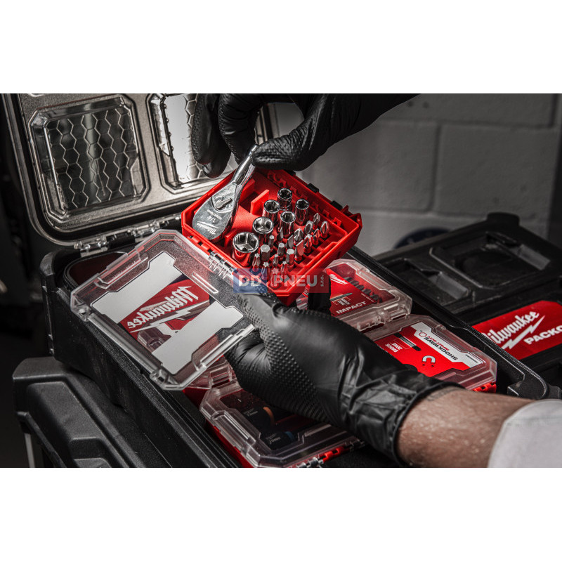 Sada 1/4“ Milwaukee s kompaktnou račňou – 25ks