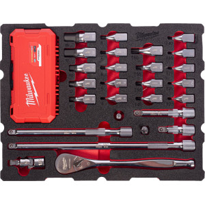 Penová vložka MILWAUKEE PACKOUT™ sada 1/2″ račne a bitových nástrčných hlavíc – 67 ks