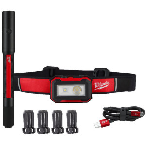Sada aku svetiel Milwaukee čelovka a led svietidlo IR HL450PL250