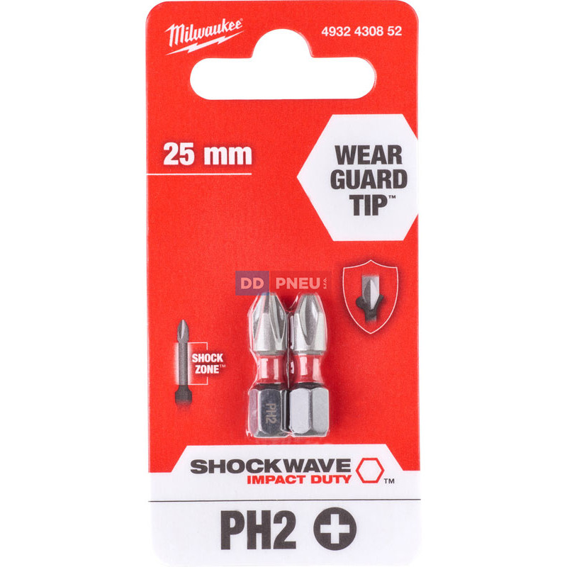 Skrutkovacie bity Milwaukee SHOCKWAVE ™ Impact Duty ™ PH2 x 25 mm - 2 ks