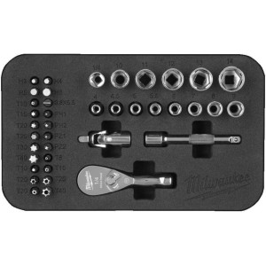 Sada s kompaktnou 1/4" račňou a hlavíc – 39ks