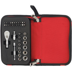 Sada s kompaktnou 1/4" račňou a hlavíc – 39ks