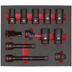 Penová vložka so sadou dlhých priemyselných hlavíc 3/4" MILWAUKEE – 12ks