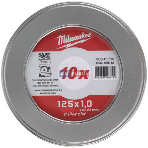 MILWAUKEE sada rezných kotúčov na tenký kov PRO+ SCS 41/125 – 10ks MILWAUKEE sada rezných kotúčov na tenký kov PRO+ SCS 41/125 – 10ks