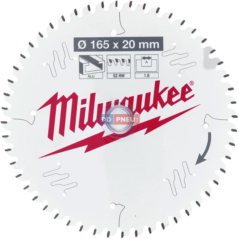 Pílový kotúč MILWAUKEE na kov 165x20 – 52 zubov