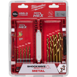 Sada vrtákov do kovu MILWAUKEE RED HEX HSS-G TiN – 10 ks