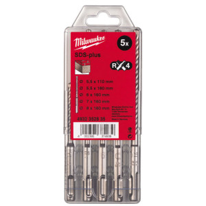 Sada štvorbritých vrtákov MILWAUEE SDS-Plus MX4 – 5 ks Sada štvorbritých vrtákov MILWAUEE SDS-Plus MX4 – 5 ks