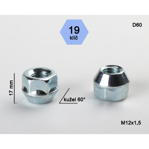 Matice M12x1,50x17 kužeľ otvorená – kľúč 19 Matice M12x1,50x17 kužeľ otvorená – kľúč 19