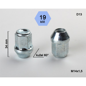 Matice M14x1,50x34 kužeľ zatvorená – kľúč 19 Matice M14x1,50x34 kužeľ zatvorená – kľúč 19