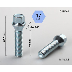 Skrutka M14x1,5x40 kužeľ – kľúč 17