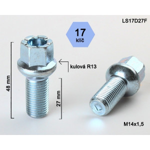 Skrutka M14x1,5x27 guľa – kľúč 17