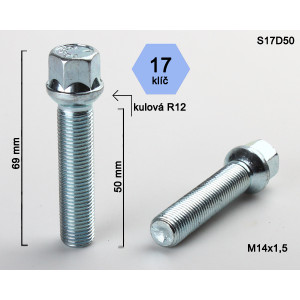 Skrutka M14x1,5x50 guľa – kľúč 17