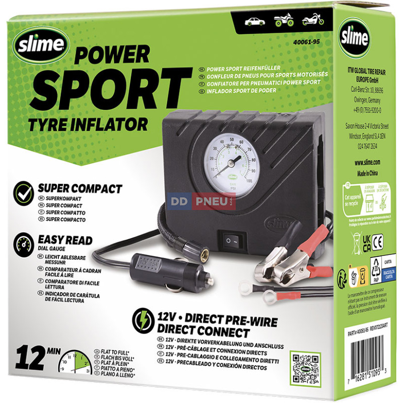 Kompresor Slime Power Sport Tyre Inflator s príslušenstvom